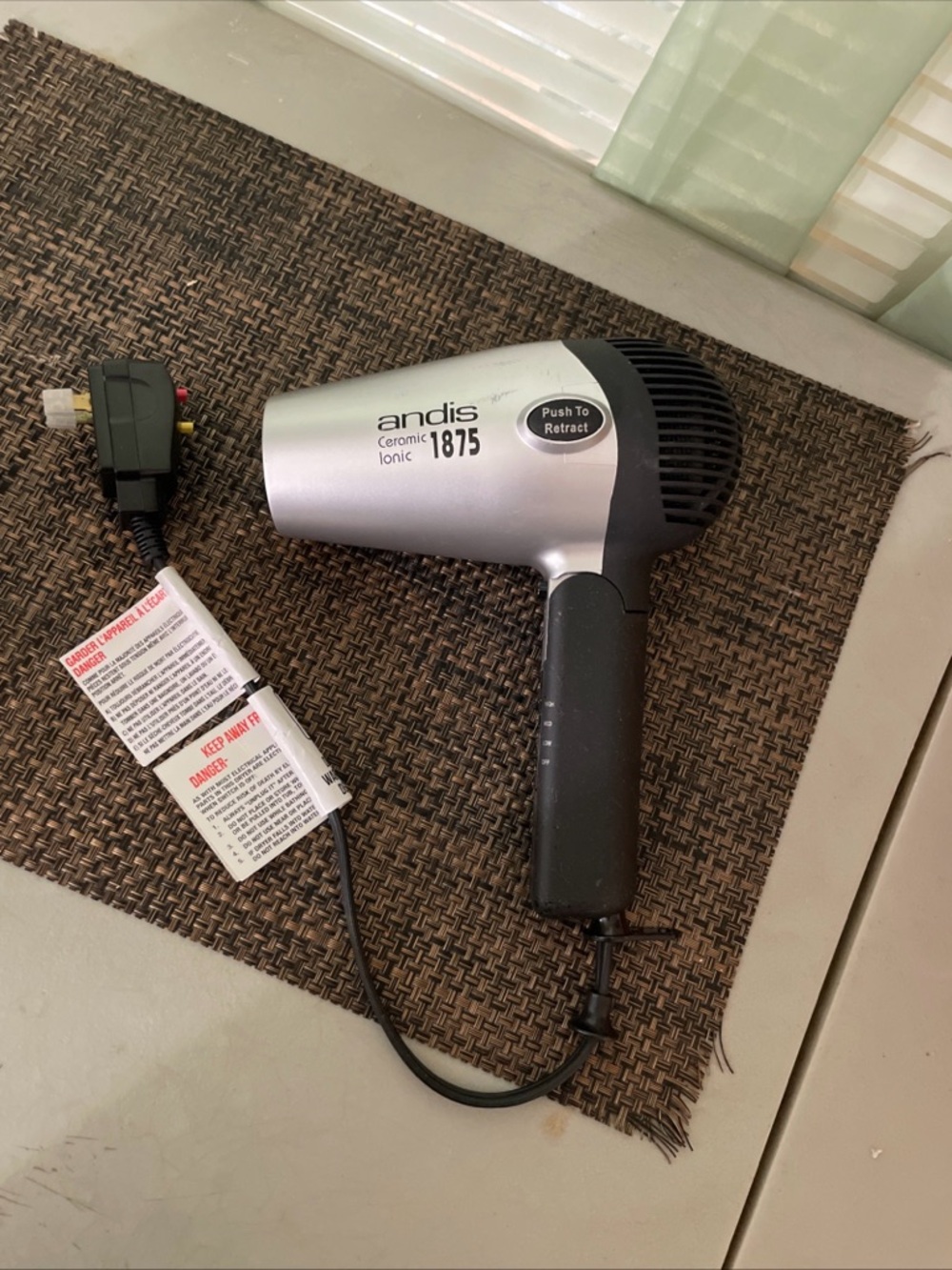 Andis 80020 1875-Watt Fold-N-Go Ionic Hair Dryer, Silver/Black